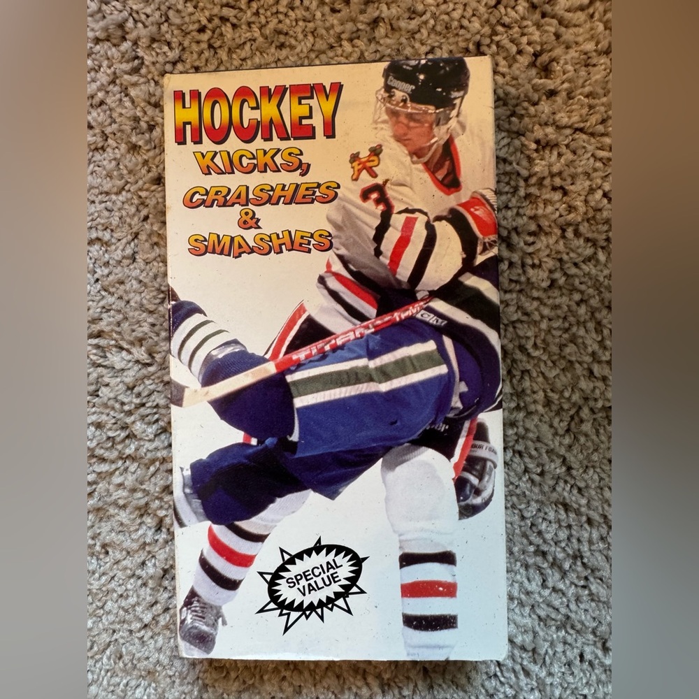 Vintage Hockey Kicks, Crashes & Smashes VHS — White, Red, Black